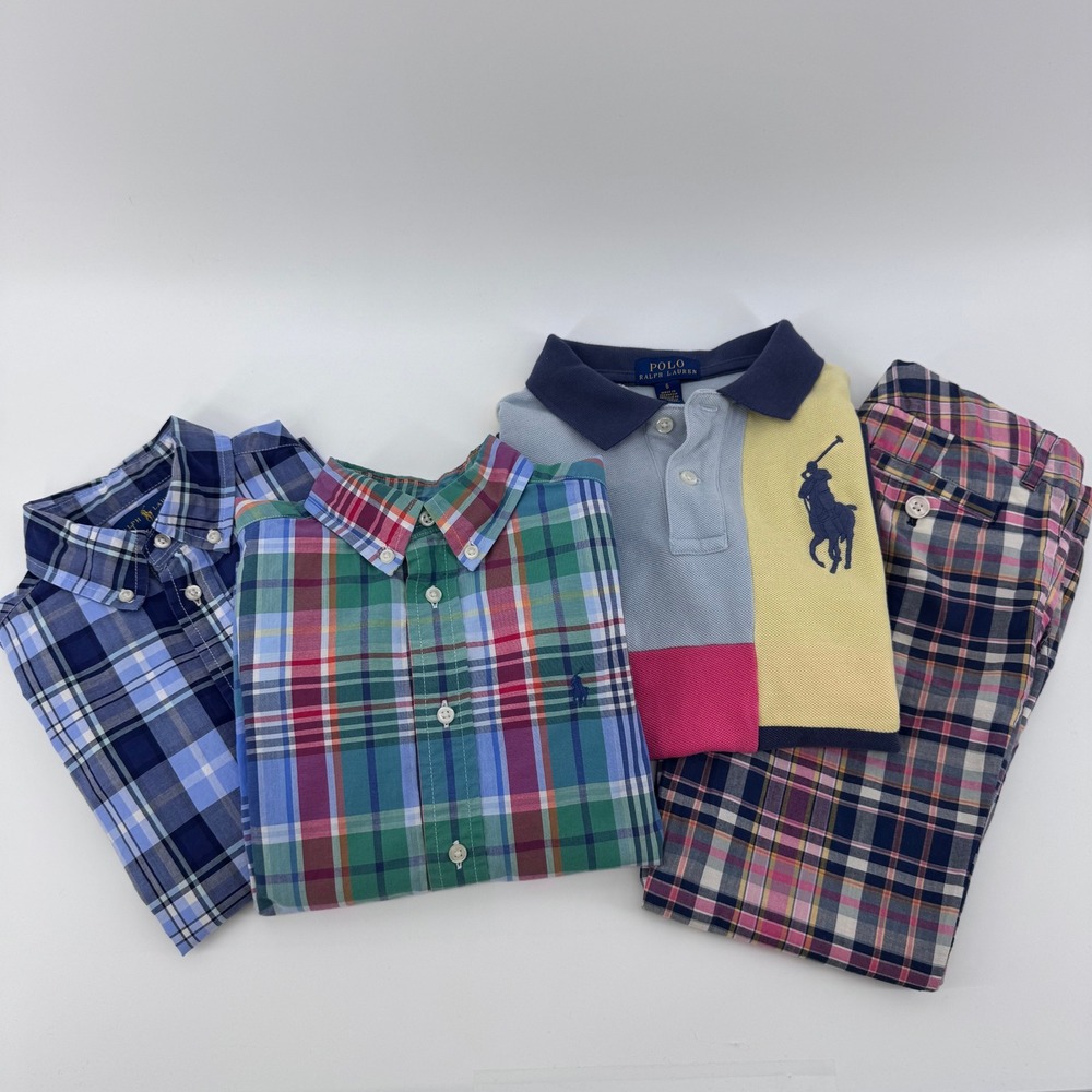 Polo Ralph Lauren Boys Sz 6 Bundle Plaid Big Pony Colorblock Shirts Pants Lot